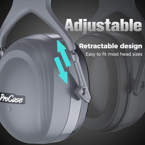 ProCase Extra Large SNR 37dB Noise Cancelling Headphones NRR 30dB Ear Muffs - color: Grey