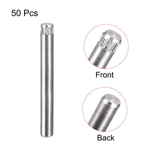 uxcell 4x35mm 304 Stainless Steel Dowel Pins, 50Pcs Knurled Head Flat Chamfered End Dowel Pin, Wood Bunk Bed Shelf Pegs Support Shelves Fasten Elements - size: 4x35mm