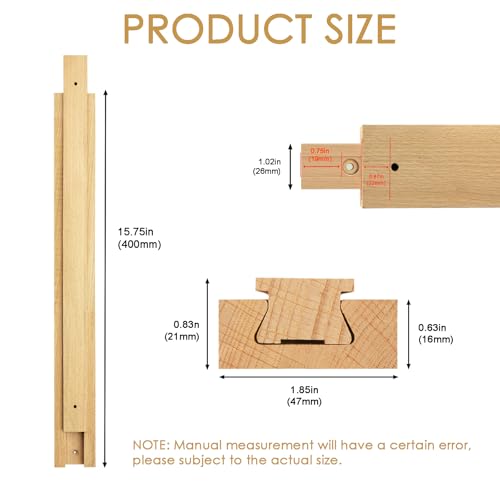 Wood Drawer Slides 16 Inch, Solid Beech Wood Center Guide Track Replacement - size: 15-3/4“