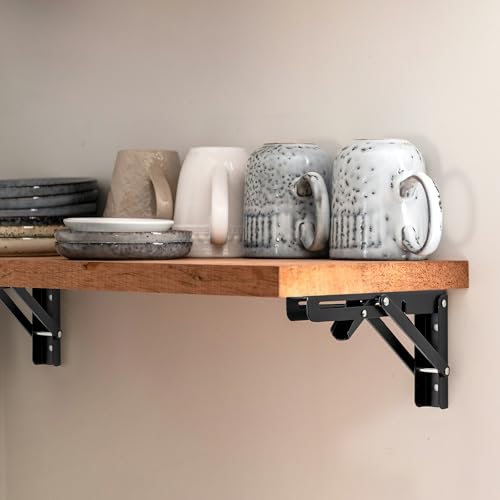 Ravinte Matte Black Folding Shelf Brackets, 18 Inch, 2 Pack - size: 18 Inch