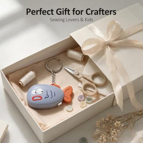 Cute Green Fish Fashion Measuring Tape 79", Sewing Gifts w/Keychain - color: A8-Green Fish