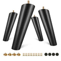FoDau770 Rubber Wood Legs 7", Slant Taper, 5/16"-18 Thread, Black, 4pcs | Wood Couch legs - Mid Century Sofa Legs - Furniture legs Replacement for Cabinet Dresser Chair Ottoman - color: Black, size: 7 Inch - Slanted (80°)