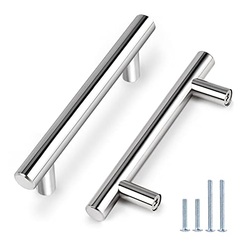 Probrico 30Pack 3-3/4 Inch Polished Chrome Cabinet Pulls, 6 Inches Total Length, Stainless Steel Kitchen Cabinet Hardware, Chrome Drawer Pulls - color: Polished Chrome, size: hole center 3-3/4"