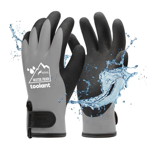 toolant 100% Waterproof Winter Work Gloves, Thermal Insulation with Grip - color: Grey, size: 2X-Large (Pack of 1)
