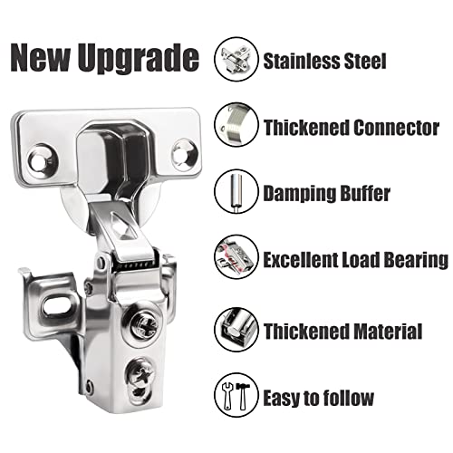 BESTEEL 24 Pack 1/2 inch Overlay Soft Close Cabinet Door Hinges for Kitchen Cabinet Hinges, 100 Degree Opening Angel, Stainless Concealed Kitchen Cabinets Hinge Self Closing with Drilling Tool &Manual - size: 24 PCS