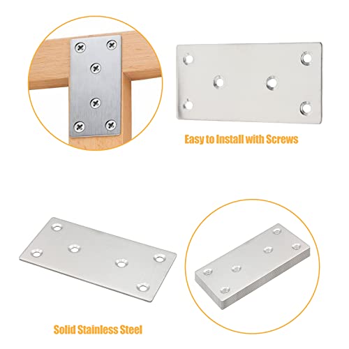 4pcs Metal Flat Straight Brace Bracket, 4'' x 2'' (L x W) , Silver - size: 4'' x 2''/ 100mm x 50mm, style: Silver-4pcs