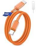 iMangoo 60W USB C to USB C Braided Cable for Car Play 3ft Orange - size: 3FT/1M