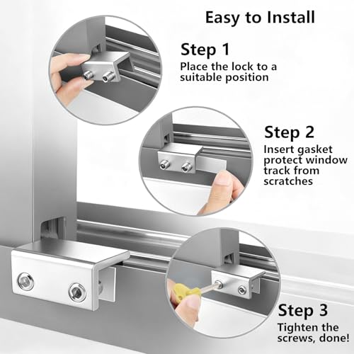 6 Sets Sliding Window Locks with Key, Window Locks for Up and Down Windows, Adjustable Vertical & Horizontal Sliding Door Windows Stopper Lock