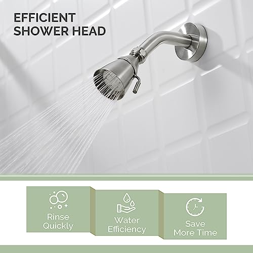 Angle Simple Shower Head High Flow, Brass Shower Sprayer, Brushed Nickel - color: Brushed Nickel