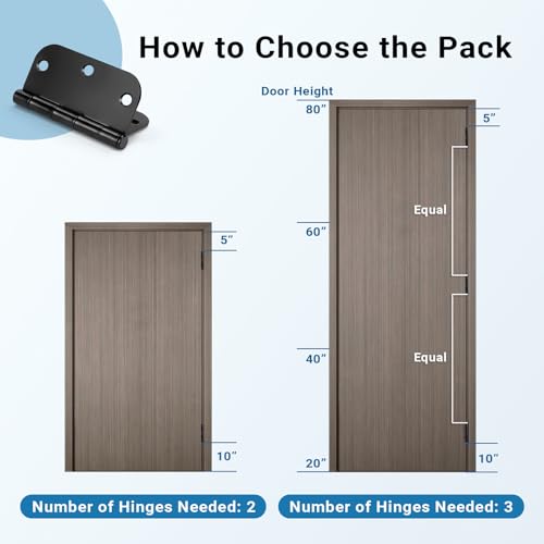 KNOBWELL Door Hinges Matte Black, 3.5" x 3.5" Interior Door Hinges, 30 Pack - color: Matte Black