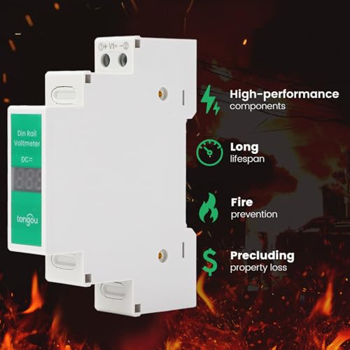 DIN Rail Voltmeter, DC 11V-310V DC Voltage Meter, Digital Display, 3 Display Digits, with English User Manual