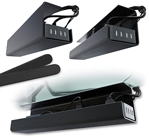 Scanfield Under Desk Cable Management Tray, No-Screw, 17-Inch, 2-Pack Black - color: Black, size: 2pcs Self Adhesive