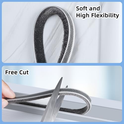 Brush Weather Stripping Door Window Seal,2 Pack 0.6"x 0.4" x33FT - color: Gray, size: 2 Pack 0.6"x 0.4" x33FT