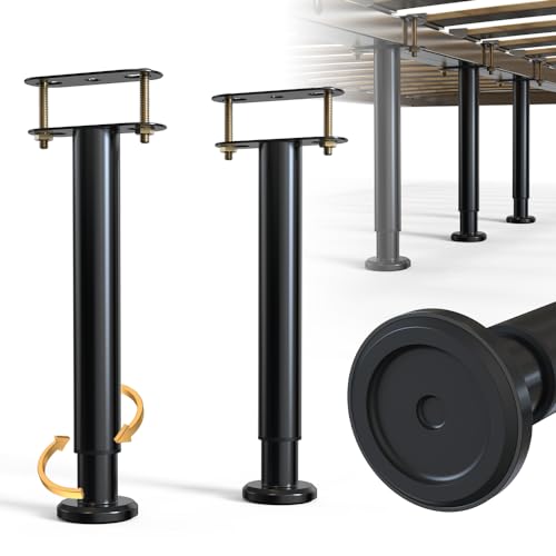 Adjustable Height Bed Frame Support Leg, Metal Bed Frame Support Legs with Rubber Base, Bed Slat Support Leg for Heavy Duty/Wooden/King/Queen Bed Frame (10"-16.5" (2pcs)) - size: 10"-16.5" (2pcs)