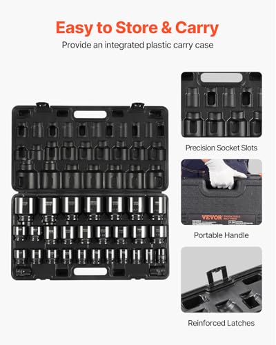 VEVOR 3/4" Drive Impact Socket Set, 29 Piece, CR-MO - size: 3/4" 29PCS CR-MO