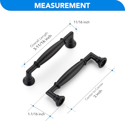 HOME EDIT Matte Black Cabinet Handles 3 Inch Pulls 20 Pack - color: Matte Black, size: 3 inches Hole Center