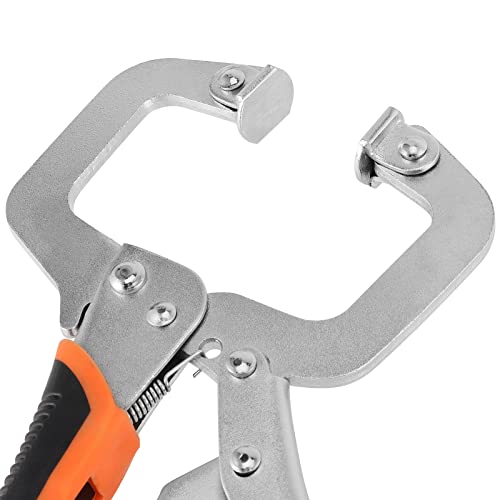 HOZEON 3 PCS 6 Inch C Clamp Locking Pliers, Heavy Duty Welding C Clamp Pliers with Swivel Pads, Vise Grip Locking Pliers Face Clamps for Woodworking, Welding, Building - size: 3 PCS 6 In