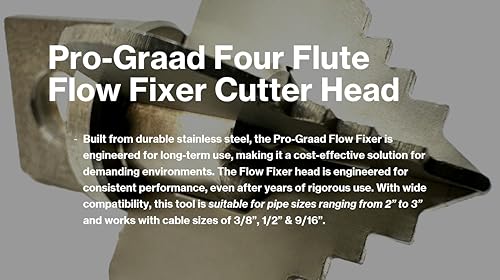 Flow Fixer Drain Cleaner Cutter Head 1.6", Spear, Slot, for 2" - 3" Pipes - style: 1-1/2" Four Flute (for 2" - 3" pipes)