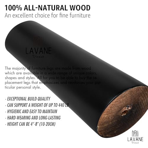 La Vane 4 inch / 10cm Wooden Furniture Legs, 4PCS Soild Wood Oblique Tapered Black Replacement Feet with Mounting Plate for Couch Sofa Cabinet TV Stand Armchair - color: Black, size: 4"/10cm