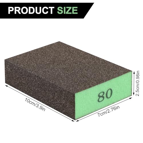 Romeda 8-Pack Sandpaper Block, 80 Grits Washable and Reusable Handmade Sanding Sponge, Drywall Sandpaper Blocks for Wooden Drywall Sheetrock and Metal Glazing - color: 80 Grits, size: 8-Pack