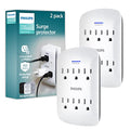 Philips 6-Outlet Extender Surge Protector, 2 Pack, Wall Tap, 900 Joules - size: 2 Pack