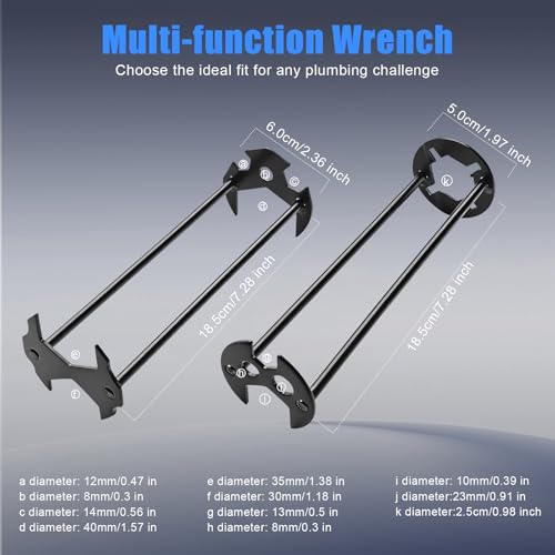 2 Pcs Multifunctional Sink Wrench Set, 11-in-1 Basin Faucet Tool