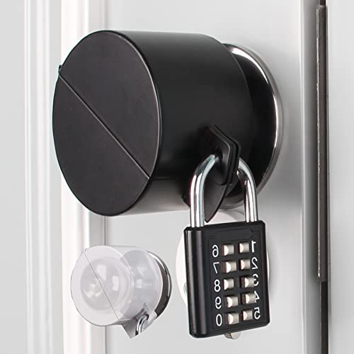 Door Knob Lockout Device Cover to Disable Doorknob/Faucet/Water Valve Hose Door Handle Temporary Lock for Bedroom Door from Outside Lock Door Handle Without Drilling Black