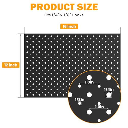 Pegboard Smith Metal Pegboard Panels, 16" x 12" Heavy-Duty Wall Peg Boards for Garage Tool Storage, Pegboard Organizer System (Pack of 3, Black) - color: Black