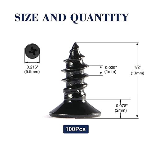 #4 x 1/2" Wood Screw 100Pcs 18-8 (304) Stainless Steel Screws Flat Head Phillips Fast Self Tapping Drywall Screws Black Oxide by SG TZH - size: #4 x 1/2"