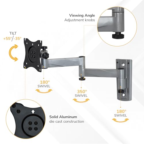 Mount-It! Lockable RV TV Mount for Camper, Trailer, Motorhome, Truck & Boat, Full Motion, Quick Release, Rust-Resistant Aluminum, Dual Wall Plates for Indoor & Outdoor, 19-43 TVs, 33 lbs, VESA 200x200