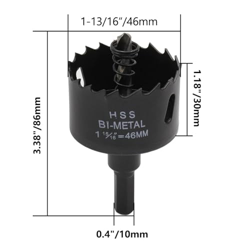 1-13/16"/46mm Dia Hole Saw Blade BI -Metal Hole Saw Hole Cutting Drilling Tool-2pcs - color: black, size: 1-15/16" (46mm)