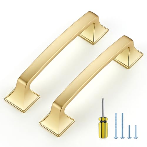 30 Pack Kitchen Cabinet Handles 3-3/4 Inch Brushed Brass Cabinet Pulls - color: Brushed Brass, size: 3-3/4 Inch Hole Centers