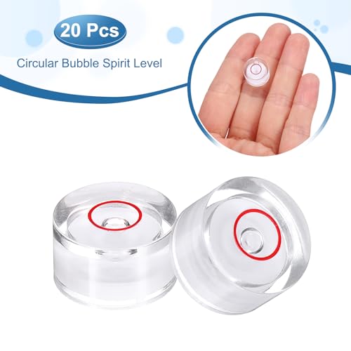 HARFINGTON 20pcs Circular Bubble Spirit Level 14x8mm Mini Round Bubble Spirit Level Little Measuring Layout Tools for TV Industrial Carpentry Picture Frame, White/Red - color: White/Red, size: 14x8mm