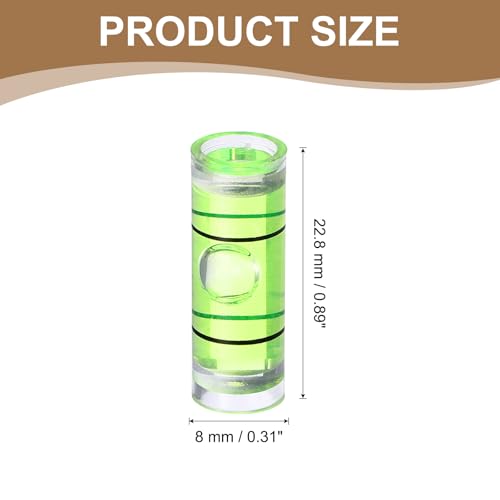 HARFINGTON 12pcs Mini Cylindrical Bubble Spirit Level Vials 8x22.5mm - size: 8x22.5mm