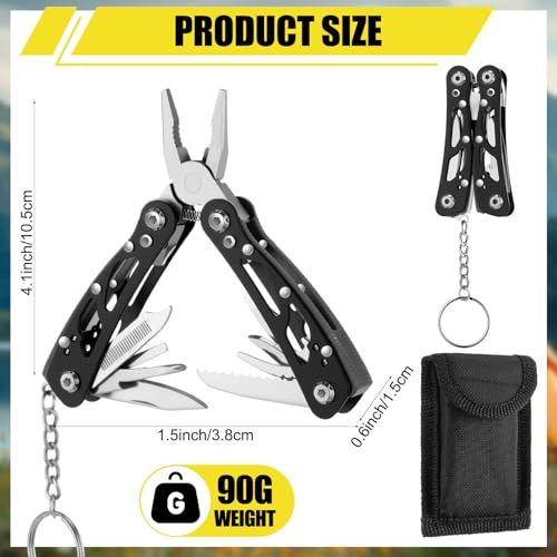 Lasnten 10 Sets Multitool Pliers Stainless Steel Foldable with Pouch,Black - color: Black