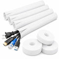 Cable Management Kit – 4 Pack 3FT Cord Sleeves + 3 Roll Reusable Cable Ties, Wire Organizer Wrap for TV, Desk, Computer, Home & Office, White