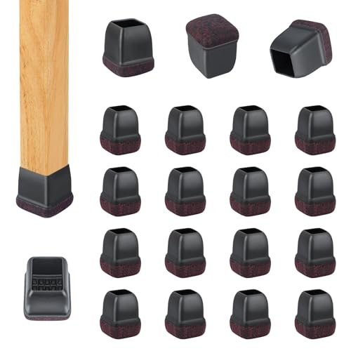 16-Pcs Square Silicone Chair Leg Floor Protectors, Thick & Durable - size: S - 16 Pcs - Black
