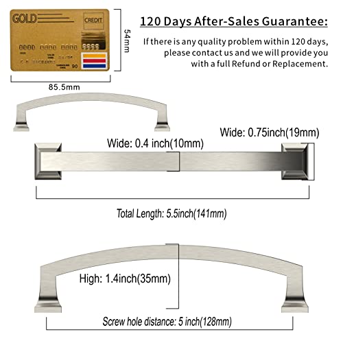Amerdeco 10 Pack Brushed Satin Nickel Cabinet Pulls 5" - color: Brushed Satin Nickel, size: 5" hole center