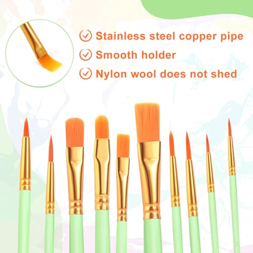 ESRICH 20PCS Paint Brushes, Paint Brush for Acrylic Painting - color: Green, size: 20