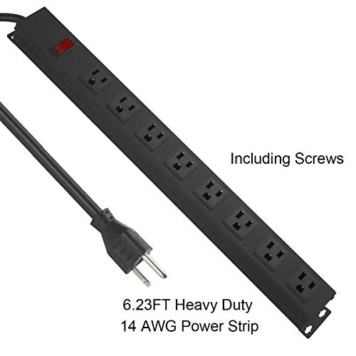 HHOSET Heavy Duty Long 8 Outlets, 14AWG Extension Cord, Black, 3FT, 1 - size: 3ft