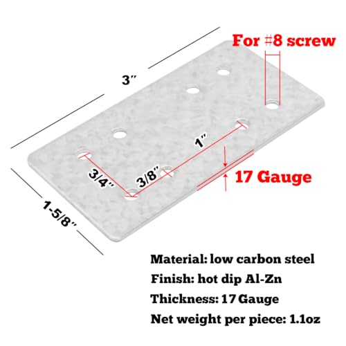 GBGS 20 Pack Flat Tie Plates,Mending Plate for Wood Splice Repair