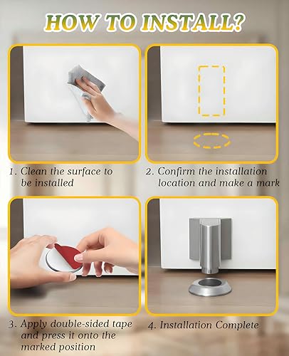 2 Pack Magnetic Door Stopper Wedge Catch, Heavy Duty Windproof Keep Door Open Holder, No Drill Invisible Floor Mounted Doorstops