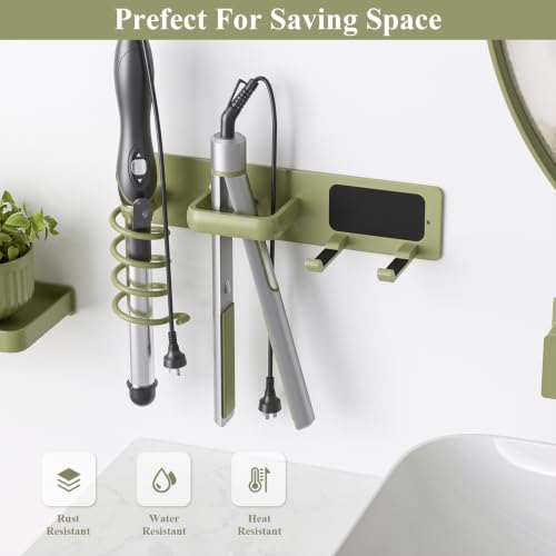 Tindbea Hair Dryer Holder Wall Mount Aluminum Alloy Hot Tools Organizer - color: Green