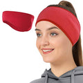 Winter Fleece Ear Warmers Headband Ear Muffs for Men Women Kids, Ear Covers for Cold Weather Ski Running Cycling Work - color: Red