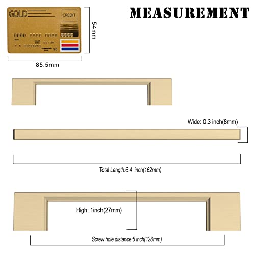 Amerdeco 10 Pack Brushed Brass Cabinet Pulls 5 Inch(128MM) Hole Centers Kitchen Cabinet Handles Cabinet Hardware Kitchen Handles for Cabinets Cupboard Handles Drawer Pulls ZH0060 - color: Brushed Brass, size: 5"/128mm Hole Center, style: 10 Pack