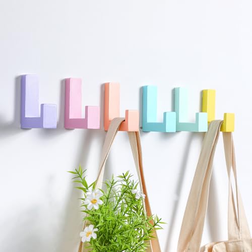 Teenyyou 6 Pcs Cute Kids Wall Hooks Adhesive for Backpack Pastel - color: Pastel