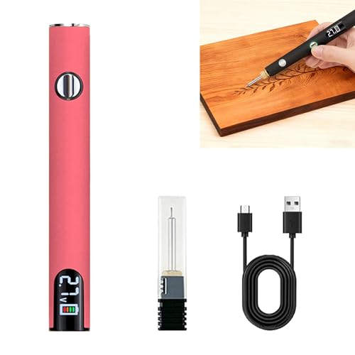 Rechargeable Thread Burner Kit, LCD 2.7V/3.4V/4.2V (Pink) | 510 Threaded Battery , USB-C Charging Cable Included,, For Beading, Sewing, Weaving, Leather Craft, Stringing - color: Pink