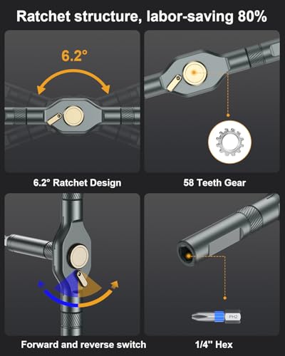 Bomivoi Magnetic Screwdriver Set, Portable Mini Flexible Combination Ratchet Screwdriver Set with T Handle, S2 Steel Bits, Repair Tool Kit for Furniture Assembly, Bicycles, Computer, DIY - style: 12 IN 1