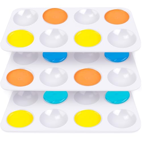 3 PCS Rectangular Paint Tray Palettes for Kids,Plastic Paint with 8 Wells - color: 3pcs White