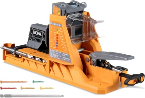 BORA Automatic Pocket Hole Jig Kit & 50 Screws Drill Guide for Woodworking - size: Automatic Jig